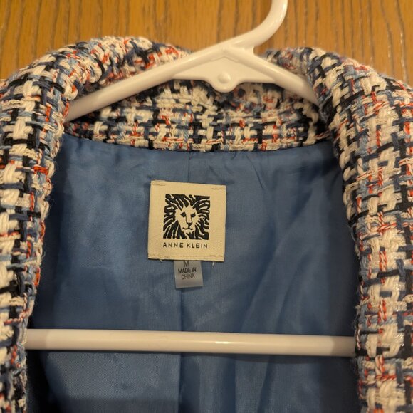 Anne Klein Women's Multicolor 3/4 Sleeve Open Front Tweed Jacket/Blazer-Size M - Picture 2 of 5